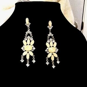 Apricot Faucet with AB Rhinestone extra long earings